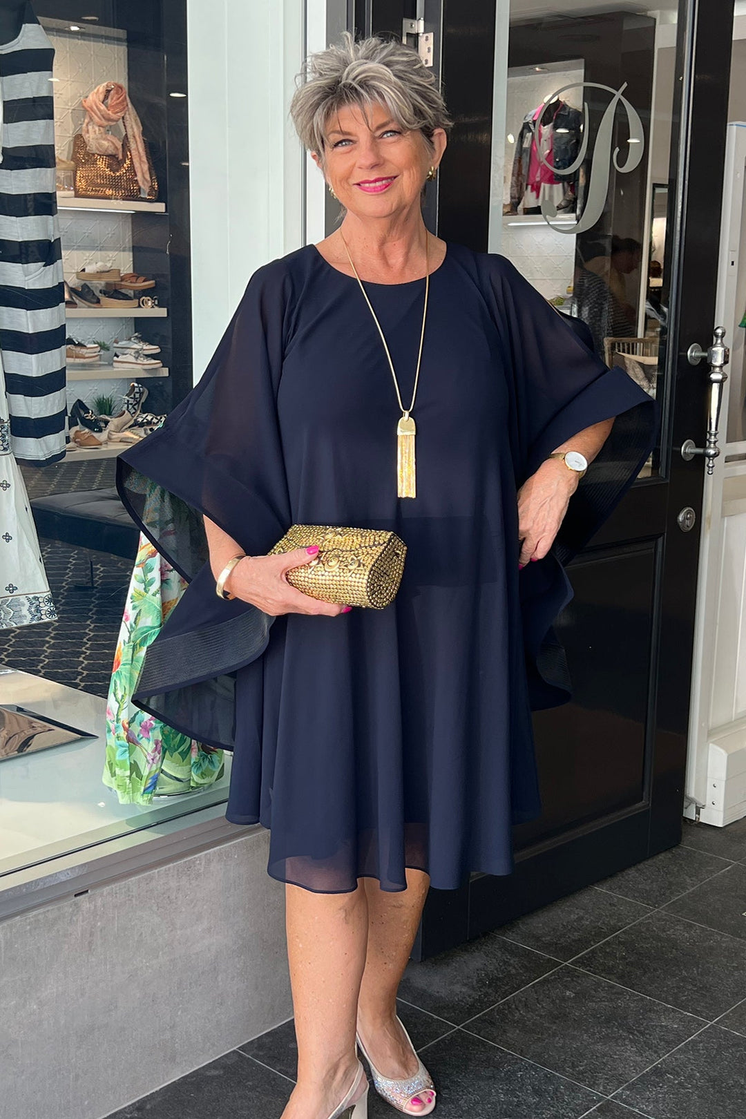 Freda Woven dress - Navy - FL33 - Pizazz BoutiqueFrank Lyman