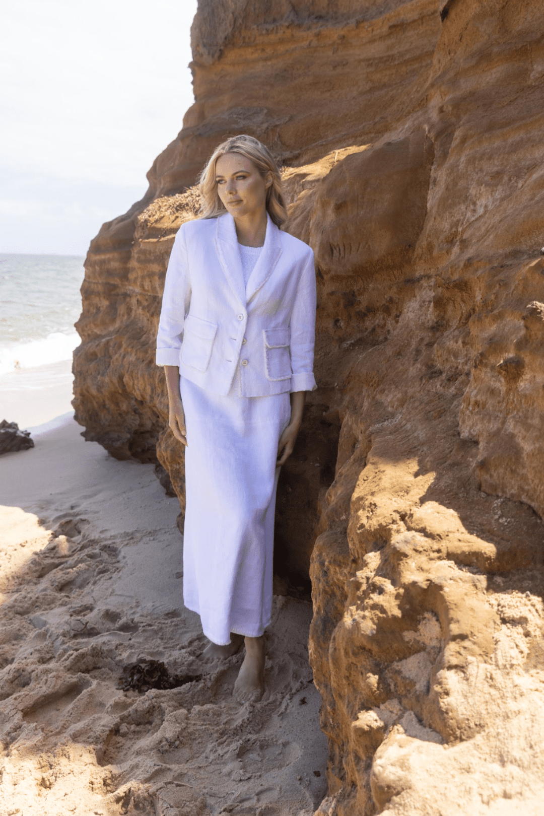 Fringe Linen Jacket - White - TT66 - Pizazz BoutiqueTwo - T's