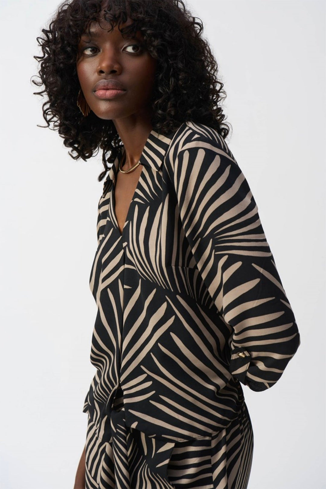 Gauze Tropical Print Top - Black - JR55 - Pizazz BoutiqueJoseph Ribkoff