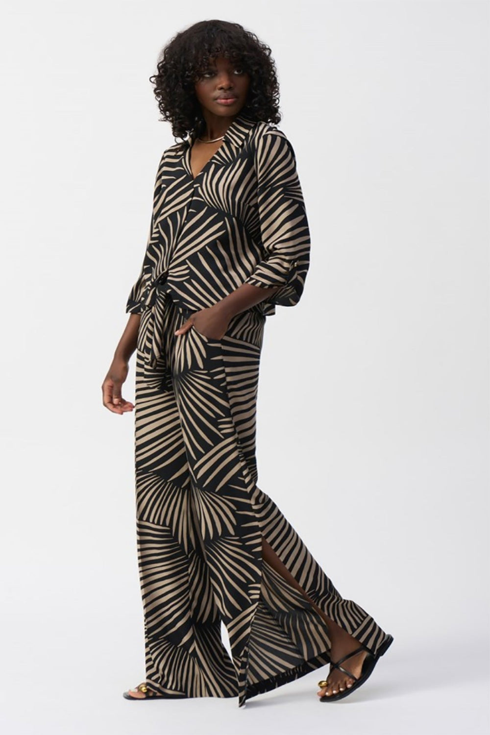Gauze Tropical Print Top - Black - JR55 - Pizazz BoutiqueJoseph Ribkoff