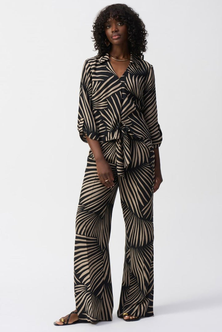 Gauze Tropical Print Wide Leg Pant - Black - JR56 - Pizazz BoutiqueJoseph Ribkoff
