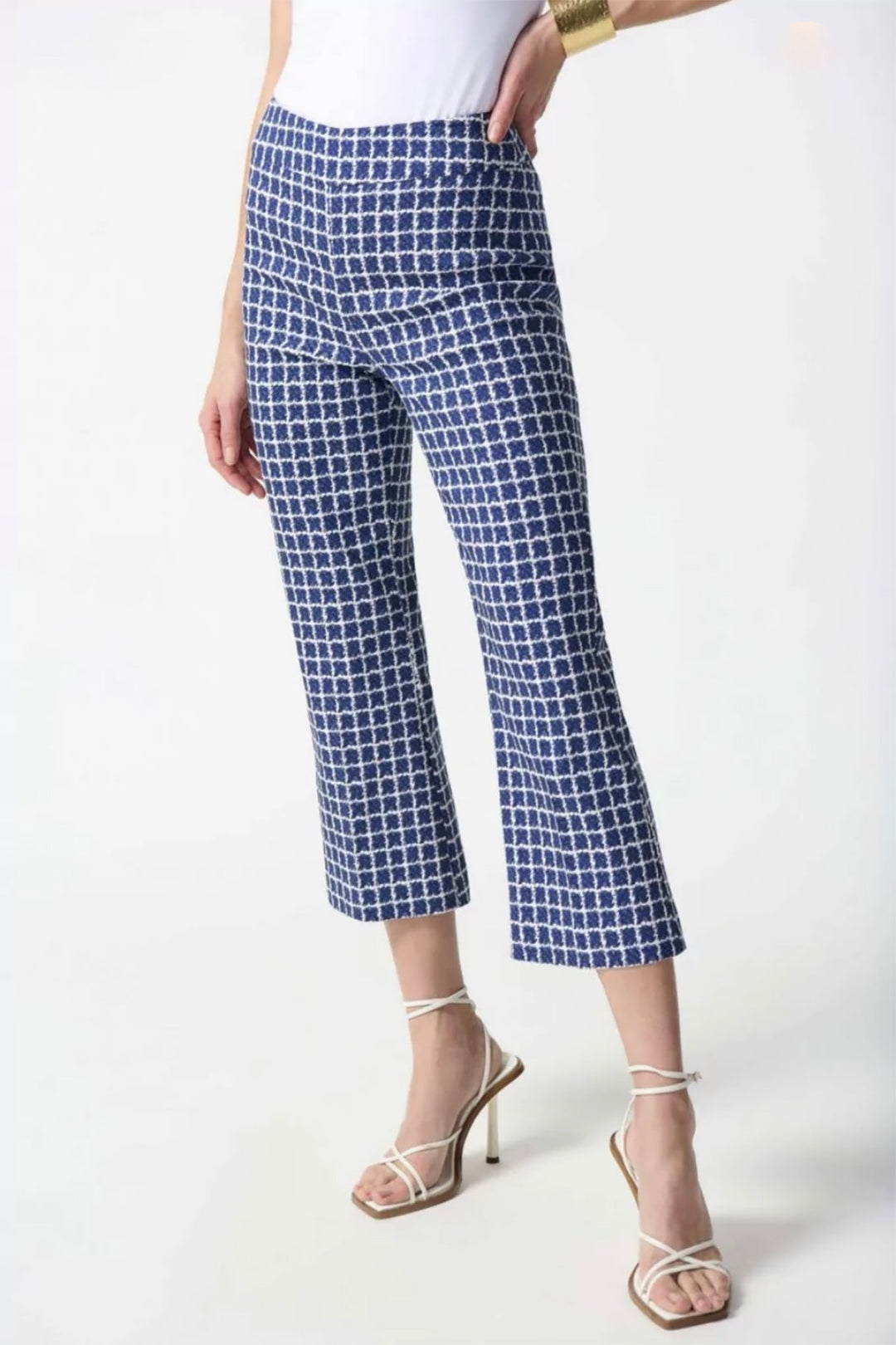 Geo Flare Pant - Blue/White - JR30 - Pizazz BoutiqueJoseph Ribkoff