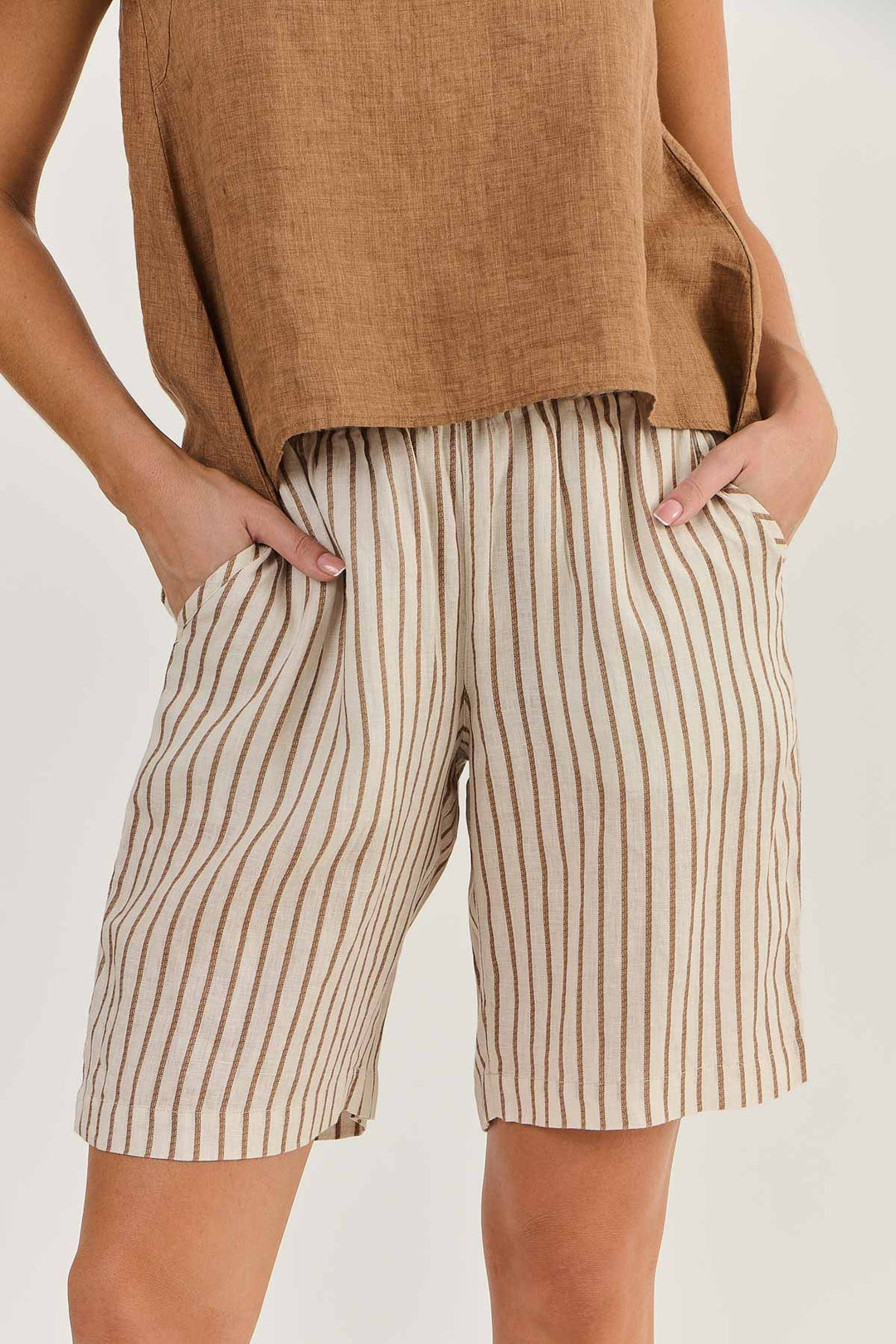 Hayley Linen Short - Ginger Slice - OJ14 - Pizazz BoutiqueNaturals By O & J