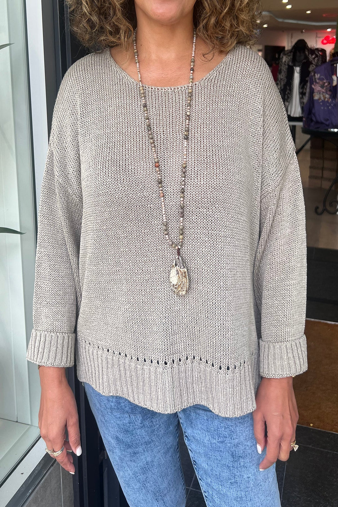 Heidi Knit - Light Khaki - CG63 - Pizazz BoutiqueCindy G