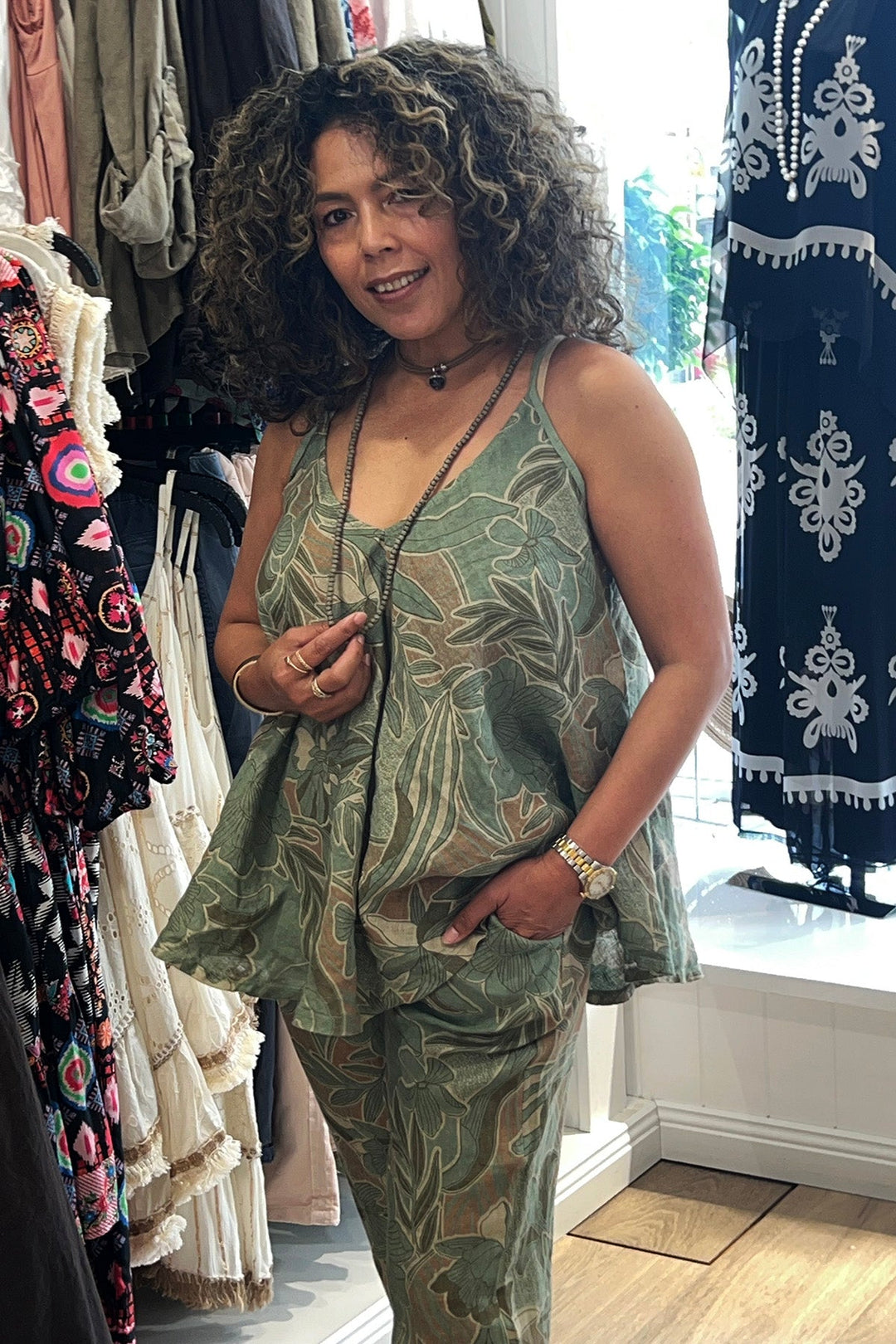Holly Print Shoe - String Top - Green - CG41 - Pizazz BoutiqueCindy G
