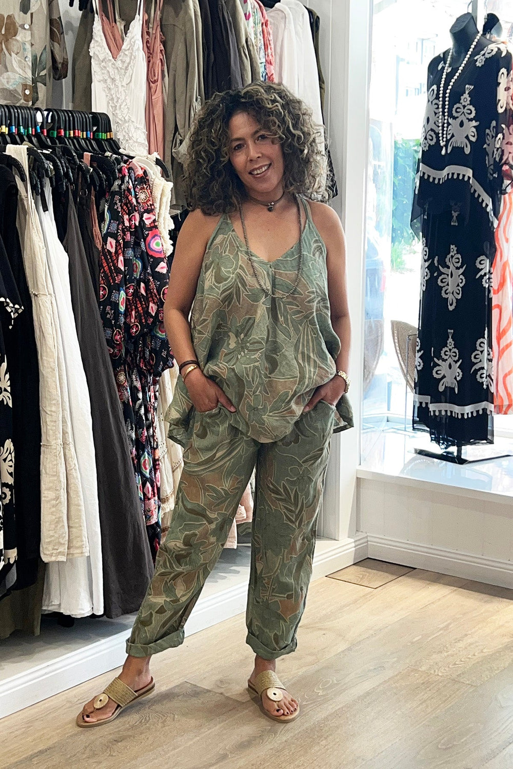 Holly Print Shoe - String Top - Green - CG41 - Pizazz BoutiqueCindy G