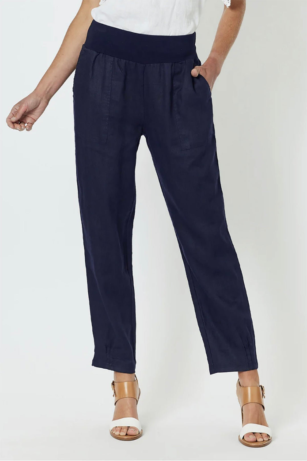Jersey Waist Linen Pants - Navy - GS3 - Pizazz BoutiqueGordon smith