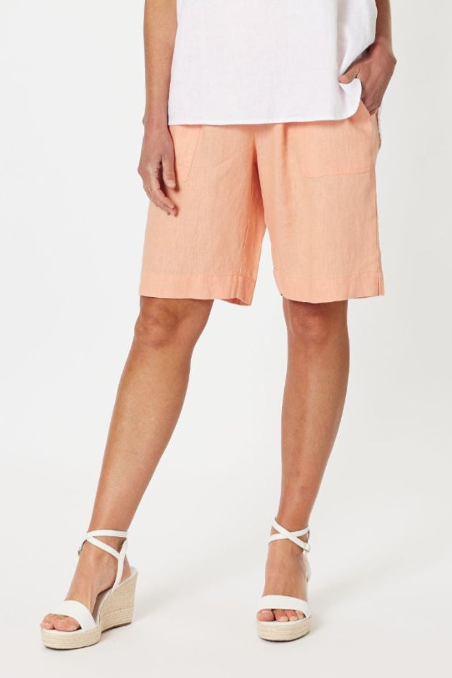 Jersey Waist Linen Shorts - Mandarine - GS8