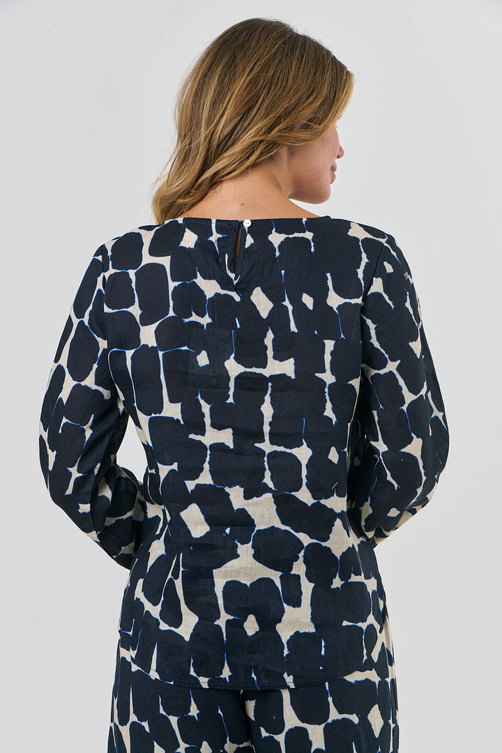 Katie Linen Top - Eclipse - OJ52 - Pizazz BoutiqueNaturals By O & J