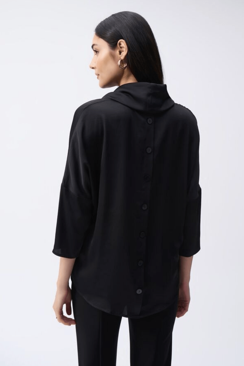 Kelli Cowl Neck Satin Top - Black - JR23 - Pizazz BoutiqueJoseph Ribkoff