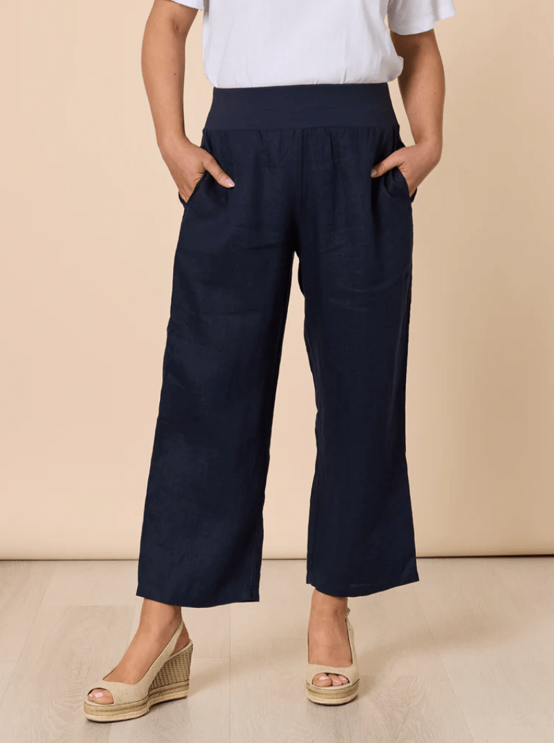 Lara Wide Leg Linen Pants - Navy - GS5 - Pizazz BoutiqueGordon smith