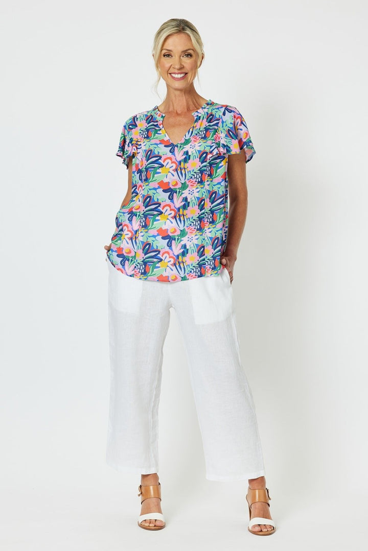 Lara Wide Leg Linen Pants - White - GS5 - Pizazz BoutiqueGordon smith