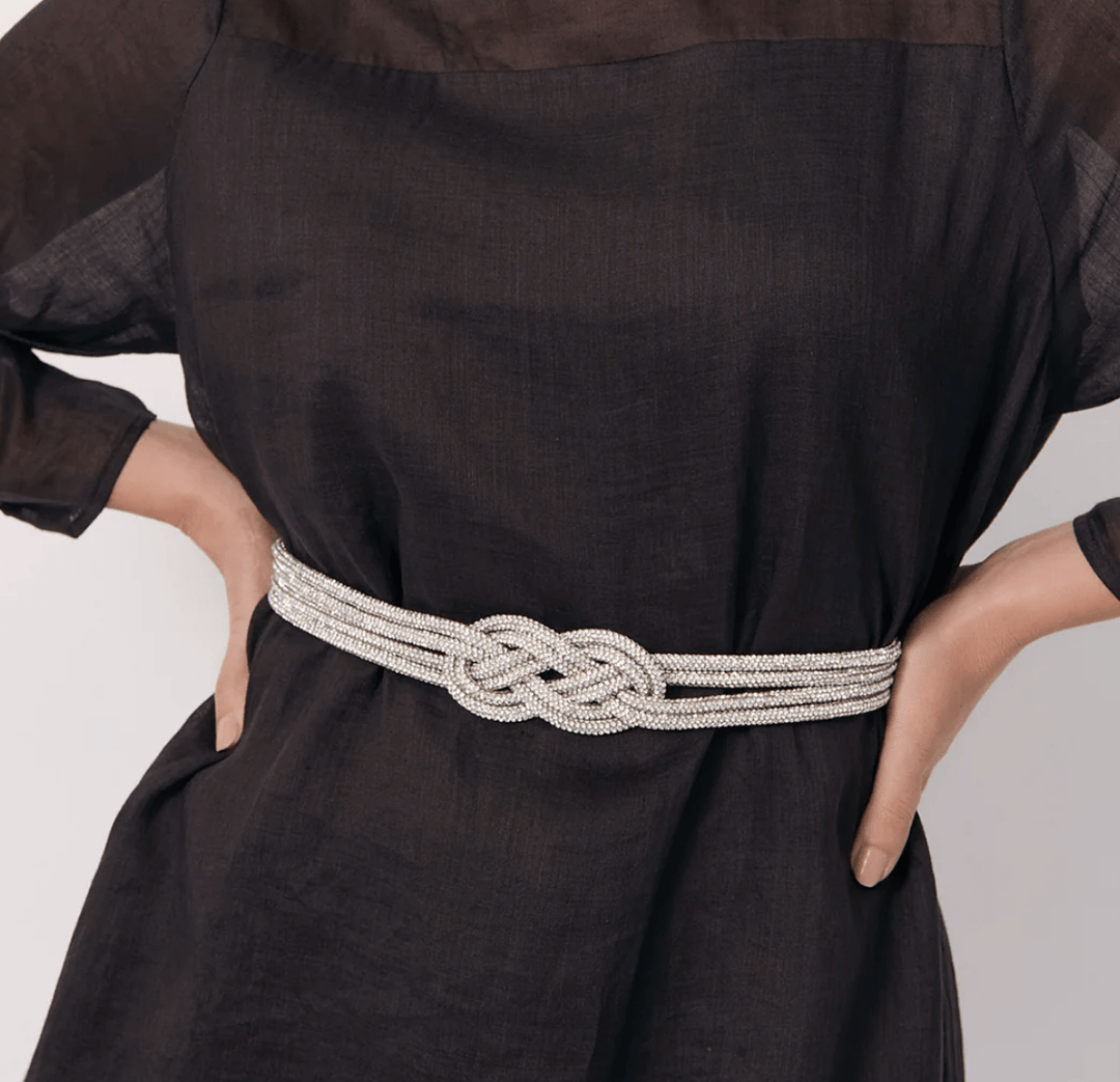 Large Double Knot Diamante Belt - AD57 - Pizazz BoutiqueAdorne
