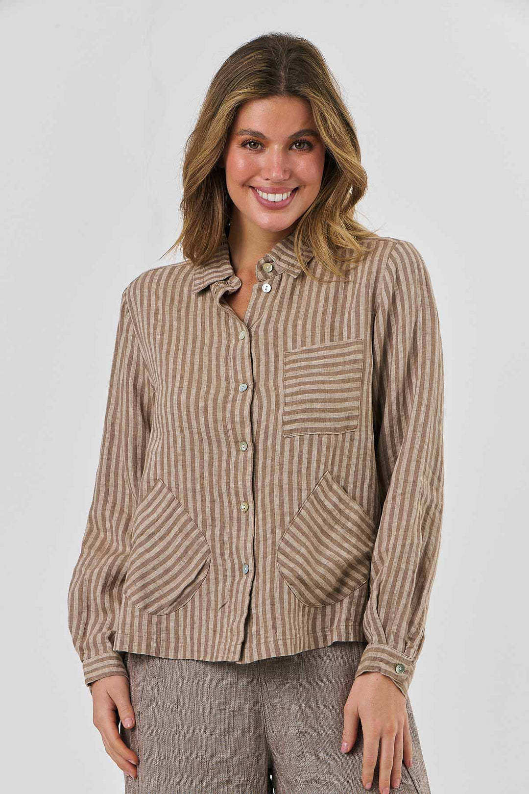 Lauren Linen Top - Gateau - OJ49 - Pizazz BoutiqueNaturals By O & J