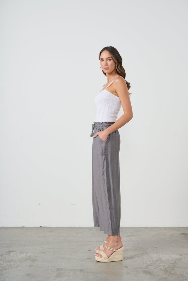 Layla Wide Leg Pant - Grey - CJ10 - Pizazz BoutiqueCaju