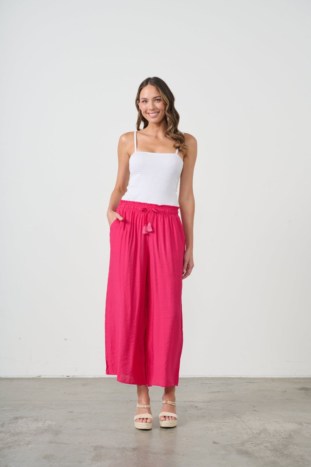 Layla Wide Leg Pant - Hot Pink - CJ10 - Pizazz BoutiqueCaju