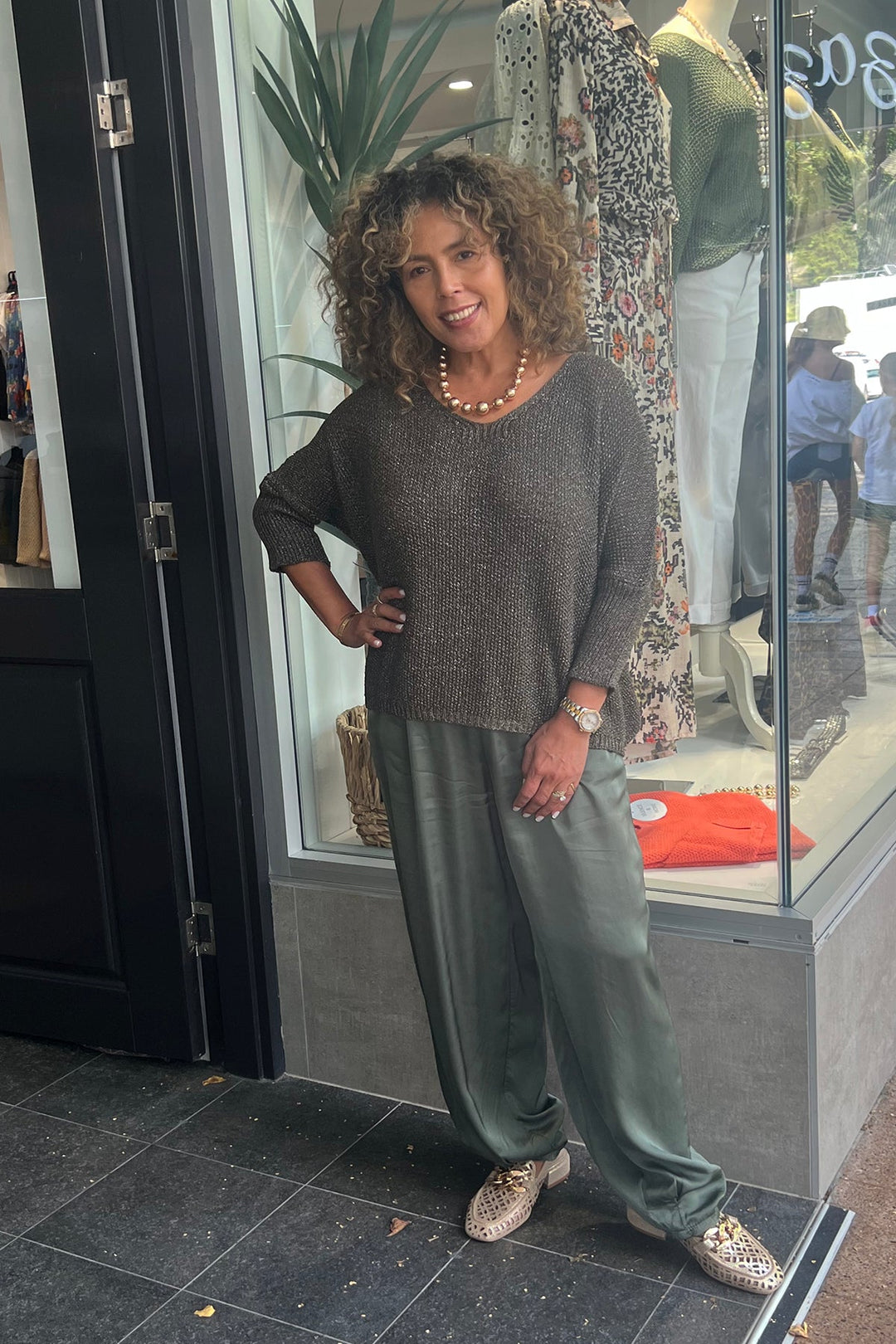 Layne Lurex Top - Khaki - CG32 - Pizazz BoutiqueCindy G