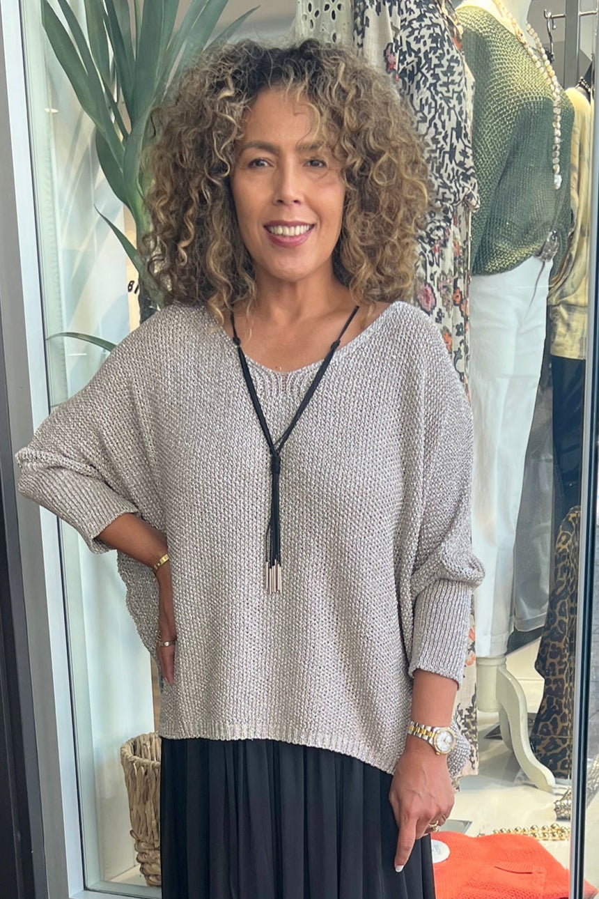 Layne Lurex Top - Silver - CG32 - Pizazz BoutiqueCindy G