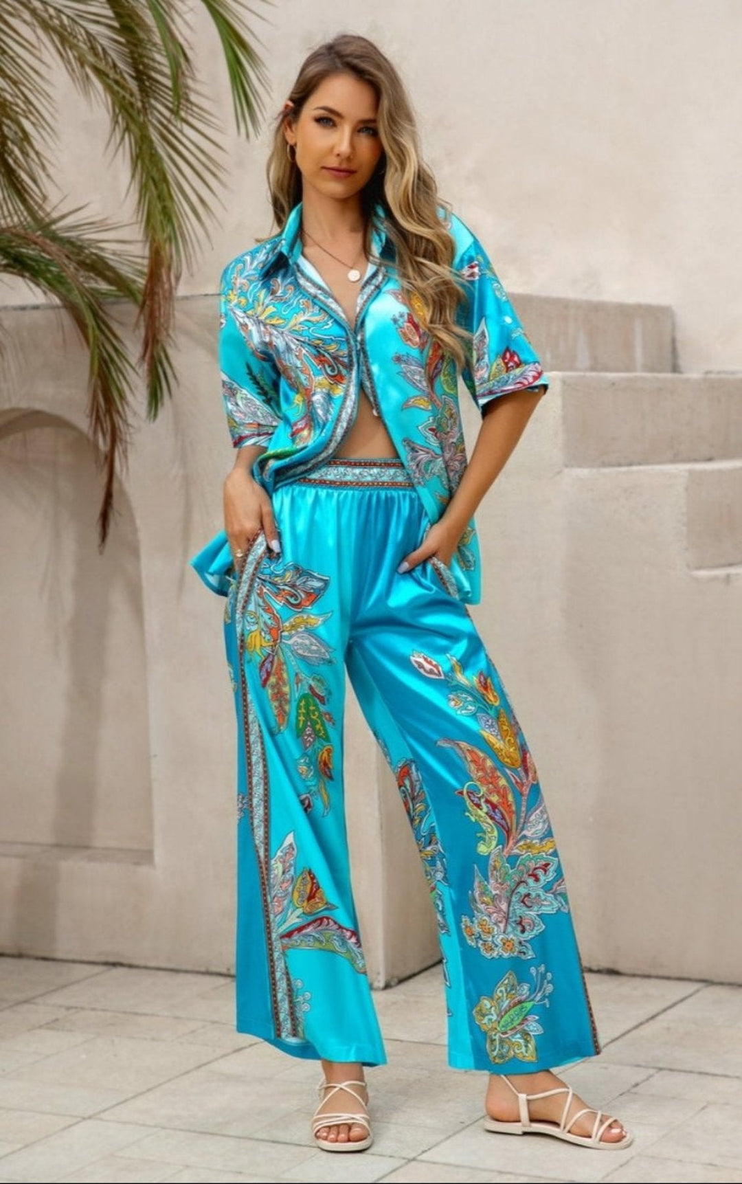 Liliana Pant Set - Aqua - MF4 - Pizazz BoutiqueMutig