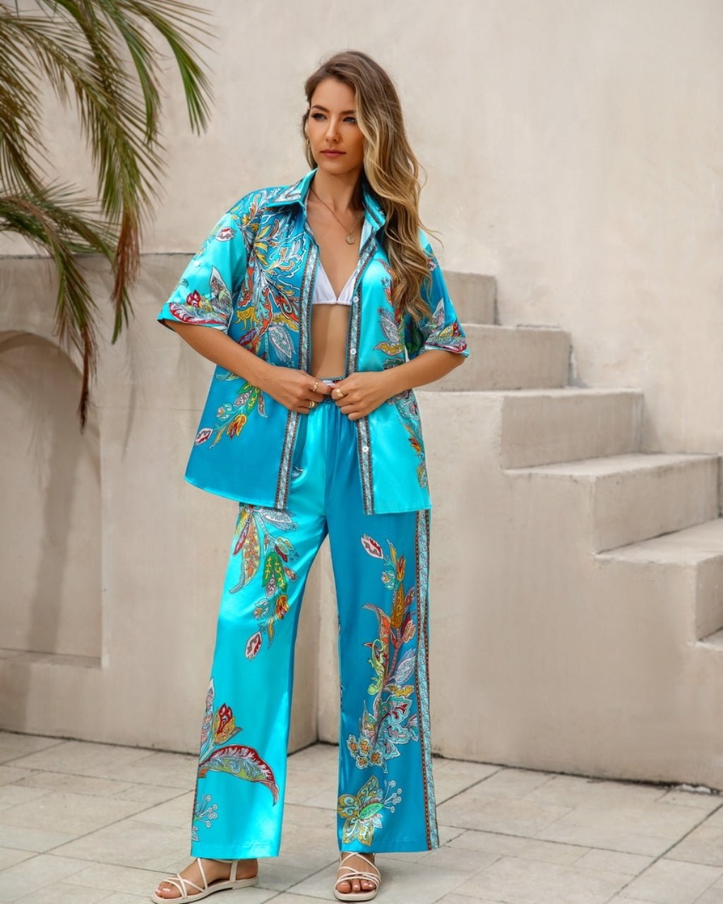 Liliana Pant Set - Aqua - MF4 - Pizazz BoutiqueMutig
