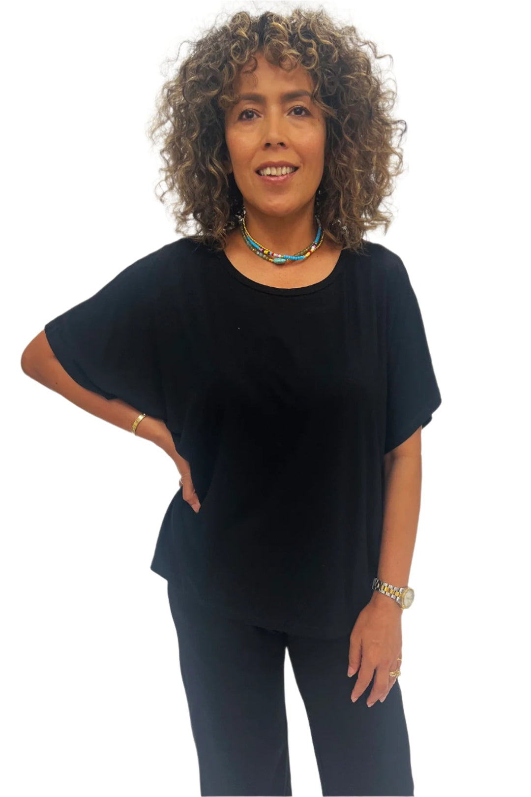 Lina Short Sleeved T-Shirt - Black - BO2 - Pizazz BoutiqueBamboo