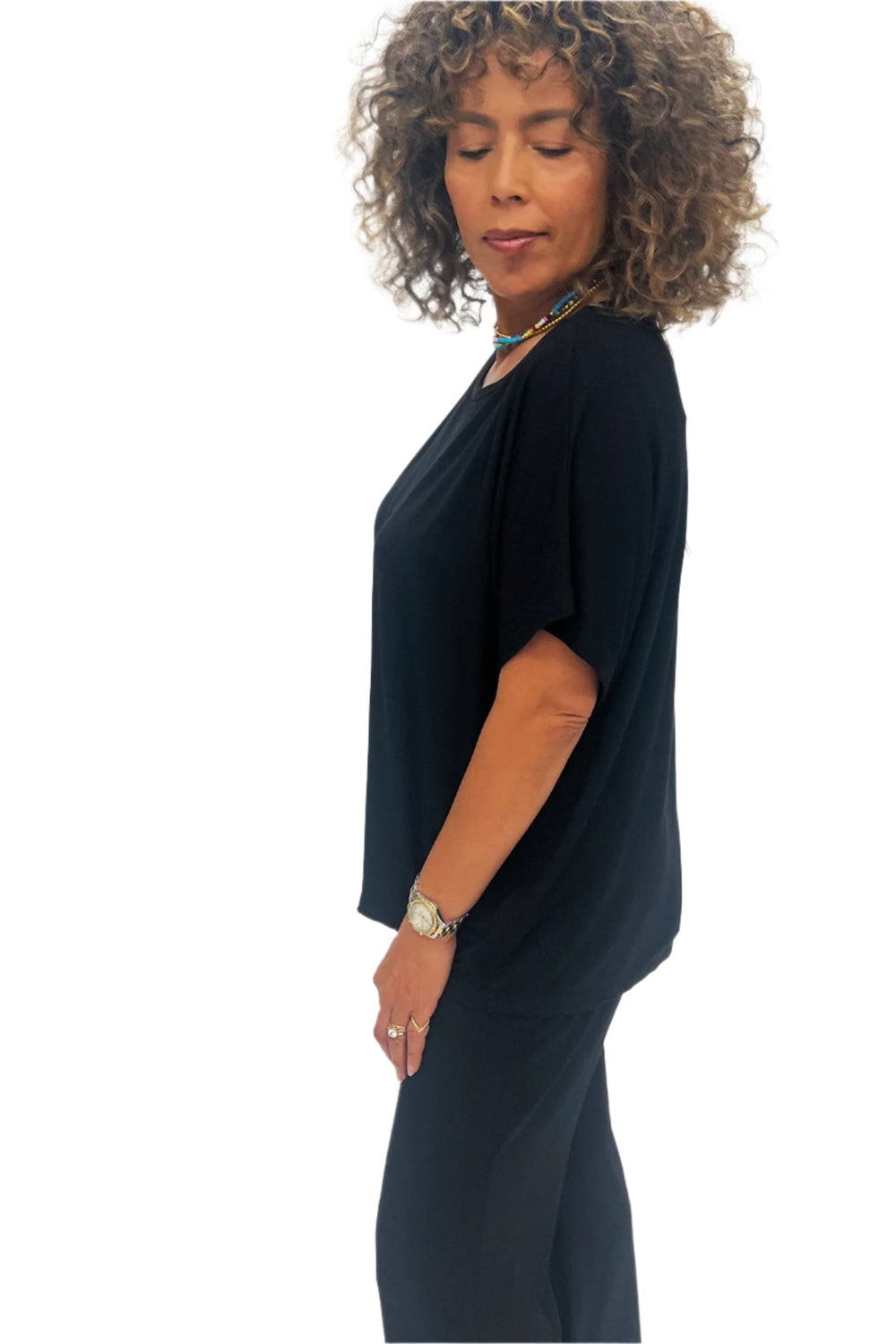 Lina Short Sleeved T-Shirt - Black - BO2 - Pizazz BoutiqueBamboo