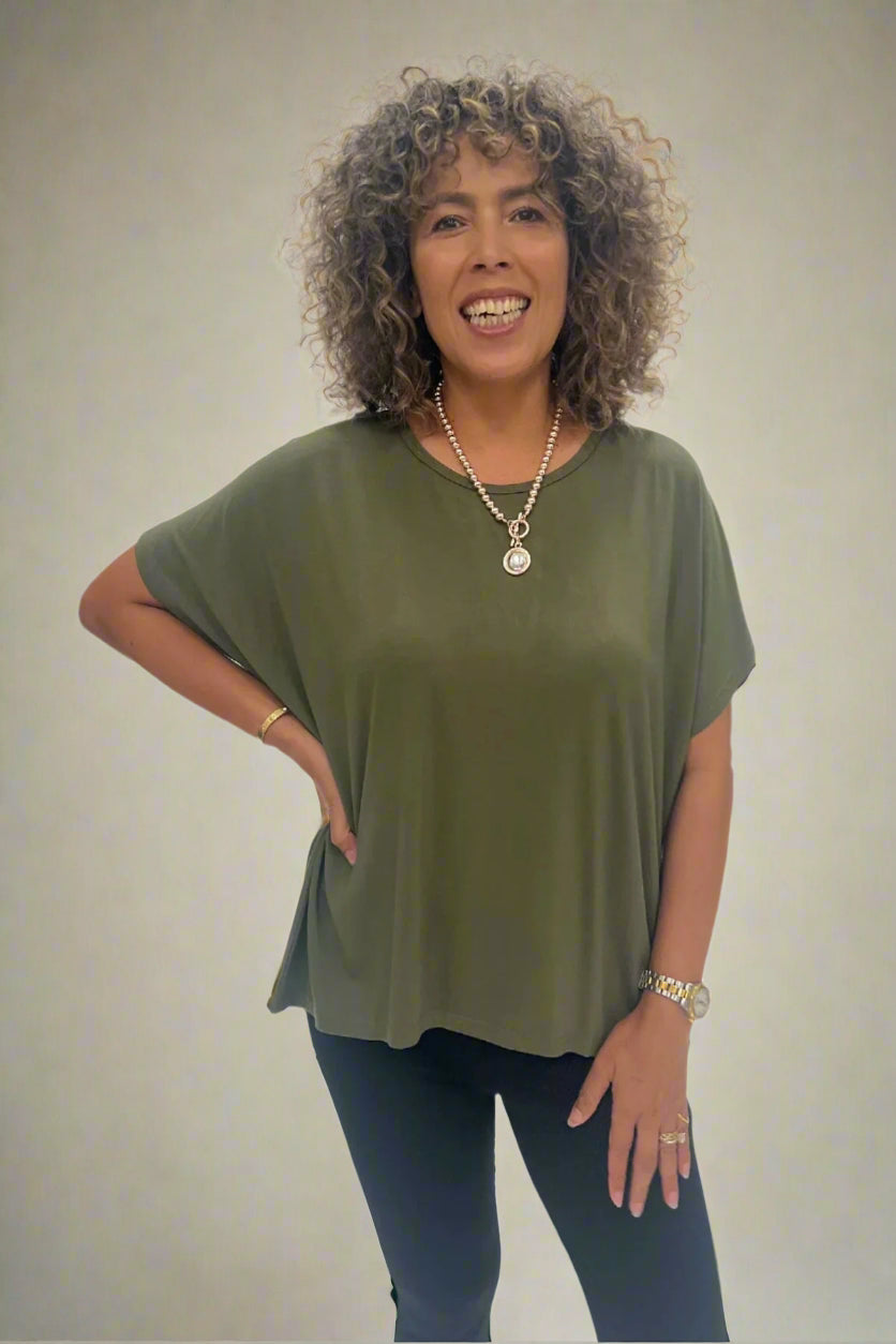 Lina Short Sleeved T-Shirt - Olive - BO2 - Pizazz BoutiqueBamboo