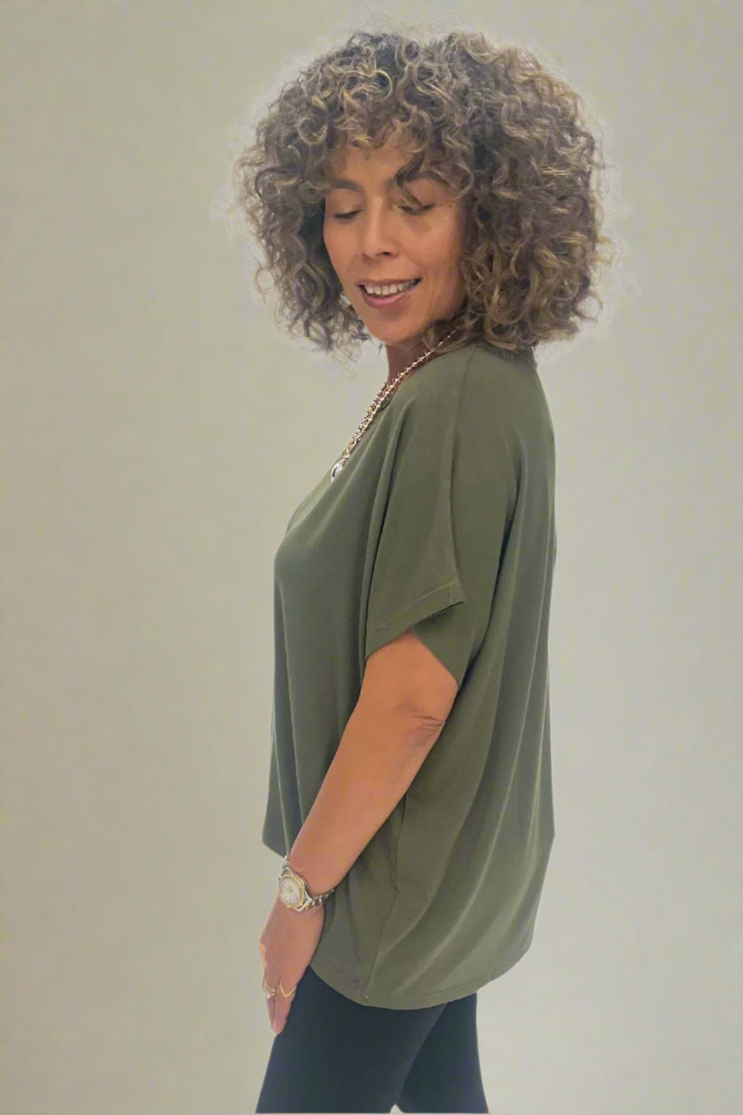 Lina Short Sleeved T-Shirt - Olive - BO2 - Pizazz BoutiqueBamboo