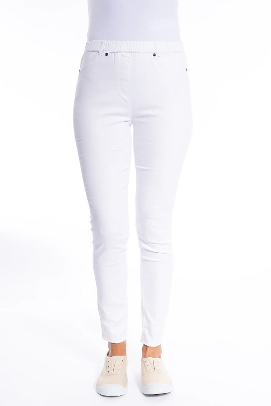 Linda Pull On Pant - White - CL10 - Pizazz BoutiqueCafe Latte
