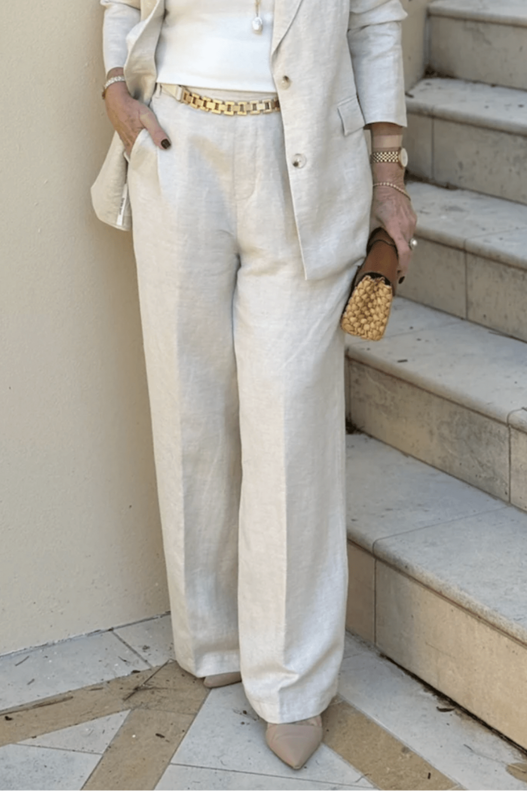 Lino Wide Leg Pant - Natural - GS21 - Pizazz BoutiqueGordon smith
