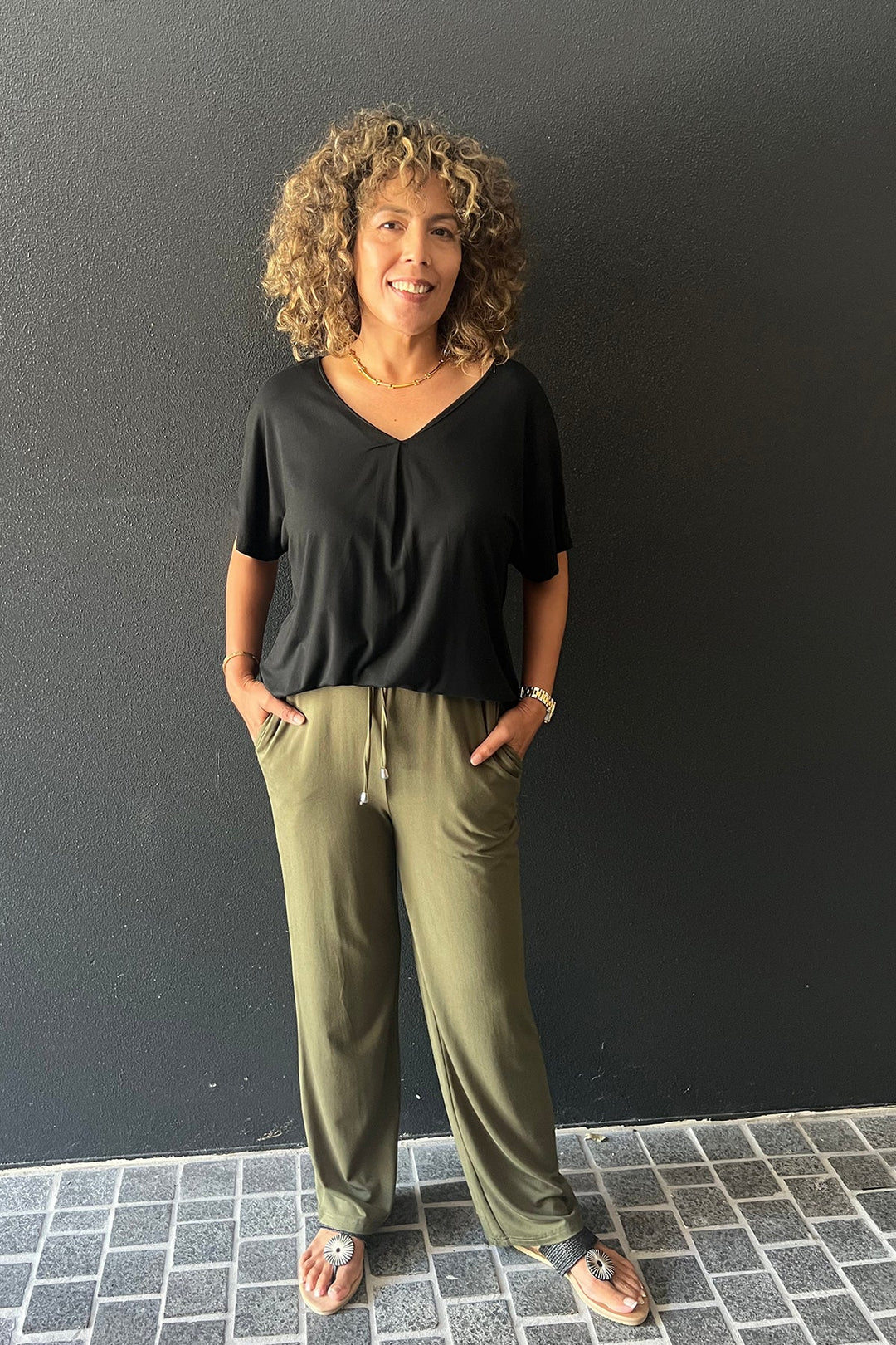 Louise Bamboo Pants - Olive - BO6 - Pizazz BoutiqueBamboo