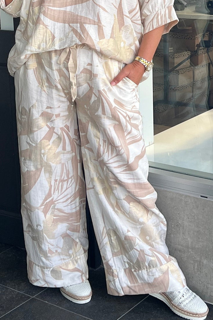 Lucy Print Pants - Natural/Gold - CG49 - Pizazz BoutiqueCindy G