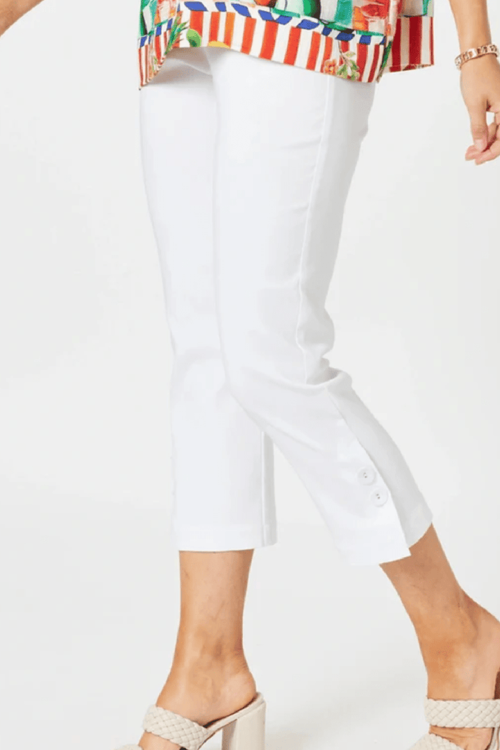 Luzia Twin Button Pant - White - TZ27 - Pizazz BoutiqueThreadz