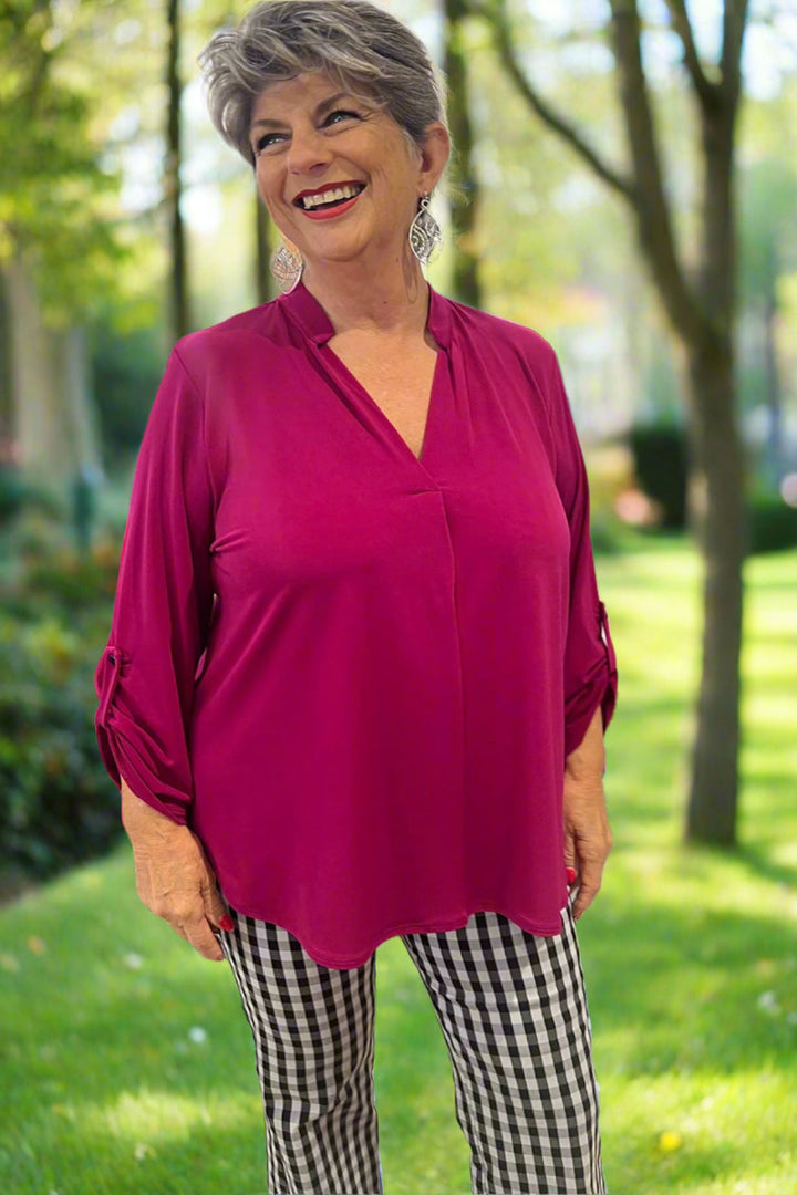 Magenta Kafton Nehru Tunic - PH29 - Pizazz BoutiquePhilosophy