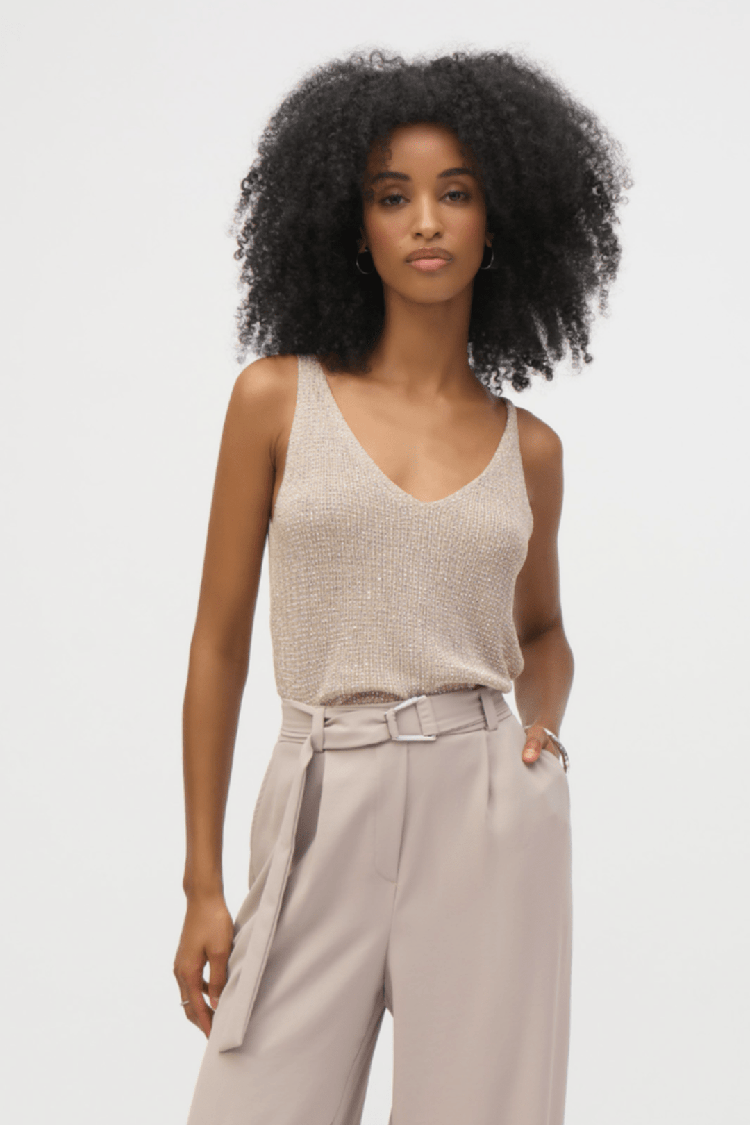 Metallic Knitted Camisole - Champagne - JR14 - Pizazz BoutiqueJoseph Ribkoff