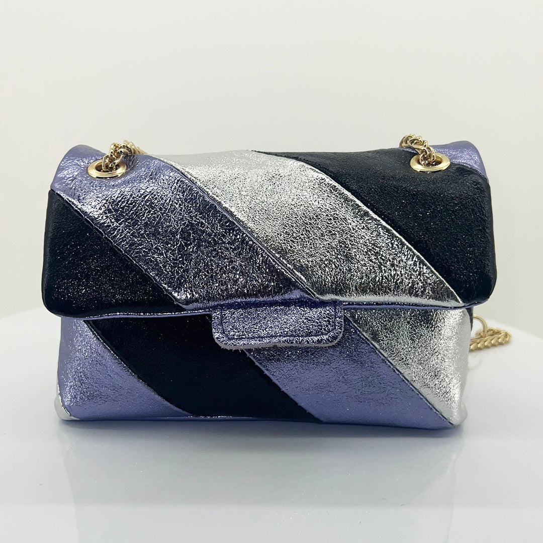Mid Strip Foil Clutch Bag | Lavender | SU1 - Pizazz BoutiqueSpice Up