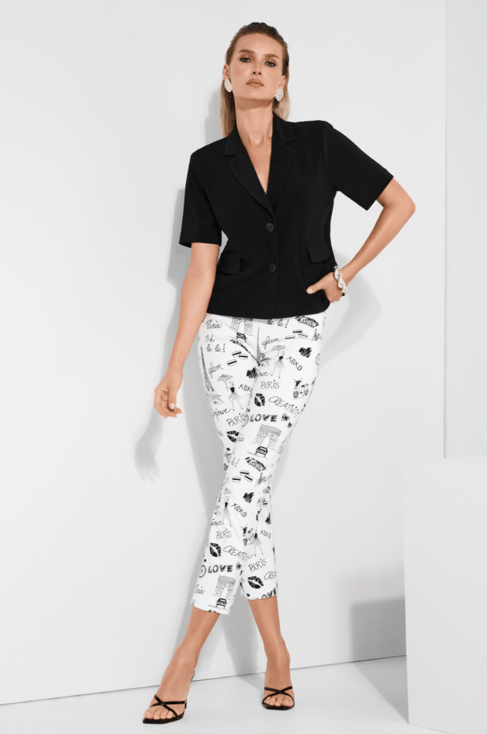 Millennium Print Pant - Vanilla/Black - JR73 - Pizazz BoutiqueJoseph Ribkoff