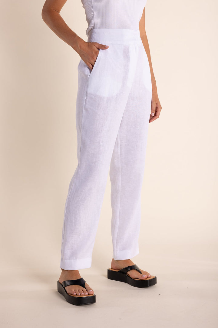 Monique Linen Pant - White - TT7 - Pizazz BoutiqueTwo - T's