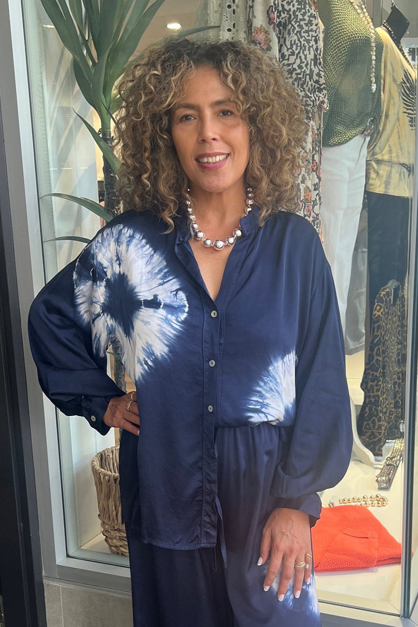 Neriah Tie Dye Shirt - Navy - CG19 - Pizazz BoutiqueCindy G