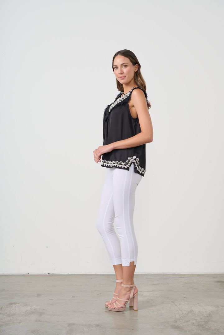 Nyx Fringe Neck Top - Black - CJ20 - Pizazz BoutiqueCaju