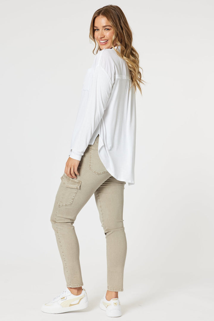 Paige Cargo Pant - Washed Natural - TZ1 - Pizazz BoutiqueThreadz