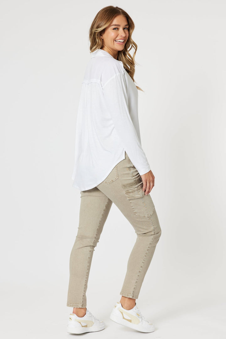 Paige Cargo Pant - Washed Natural - TZ1 - Pizazz BoutiqueThreadz