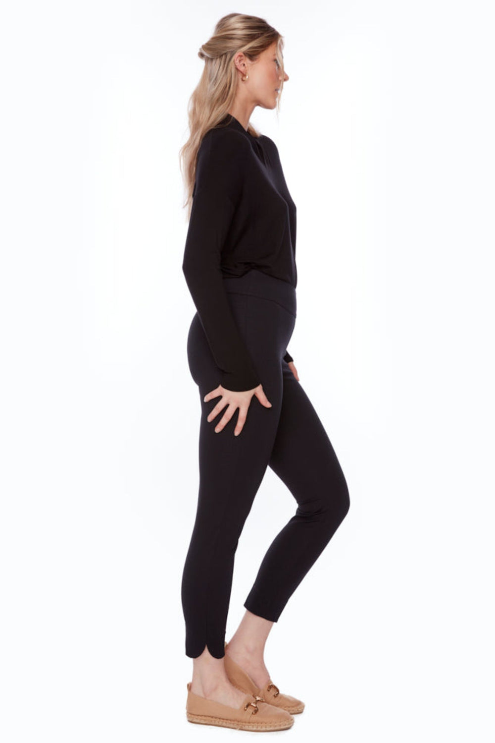 Petal Slit Ankle Pant - Black - UP4 - Pizazz BoutiqueUp!