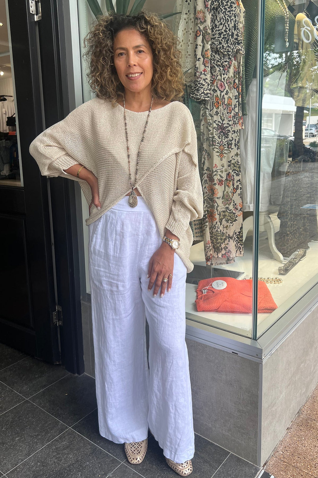 Quincy Cross Knit - Natural - CG28 - Pizazz BoutiqueCindy G