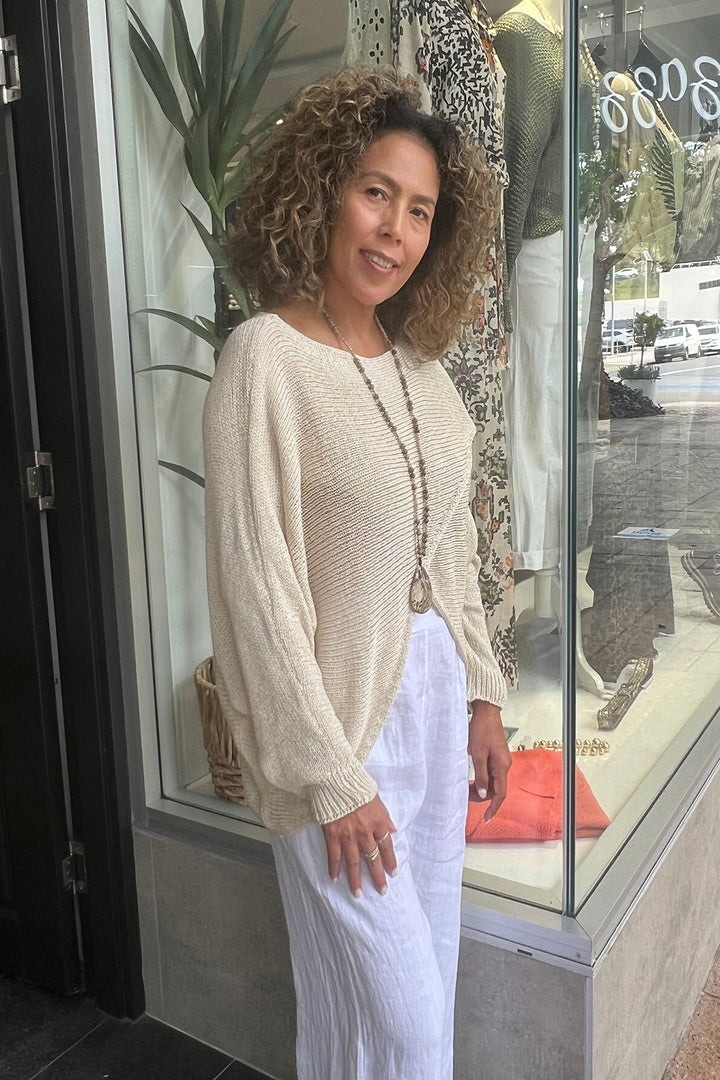 Quincy Cross Knit - Natural - CG28 - Pizazz BoutiqueCindy G