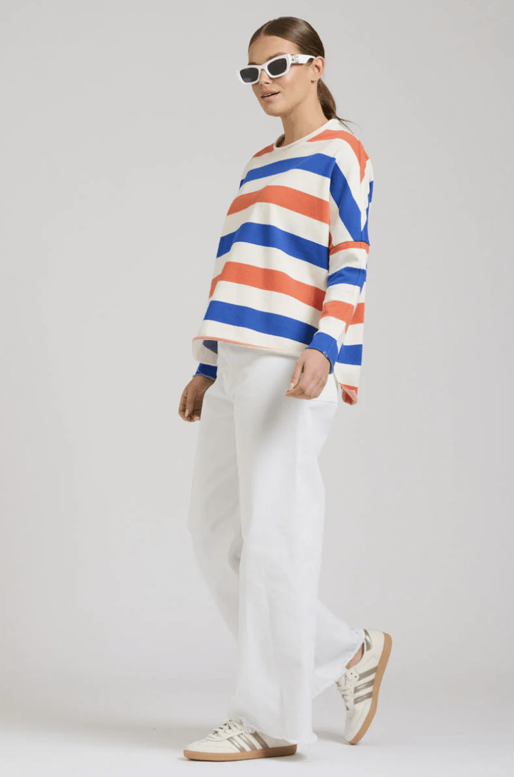 Raw Sweatshirt - Blue & Orange - EST12 - Pizazz BoutiqueEST 1971