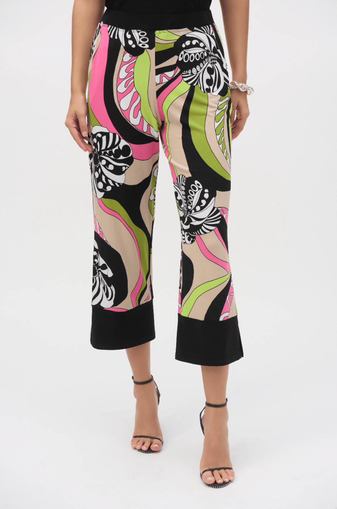 Retro Print Crop Pant - Black/Multi - JR59 - Pizazz BoutiqueJoseph Ribkoff