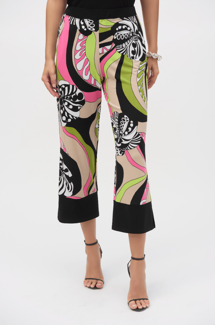 Retro Print Crop Pant - Black/Multi - JR59 - Pizazz BoutiqueJoseph Ribkoff
