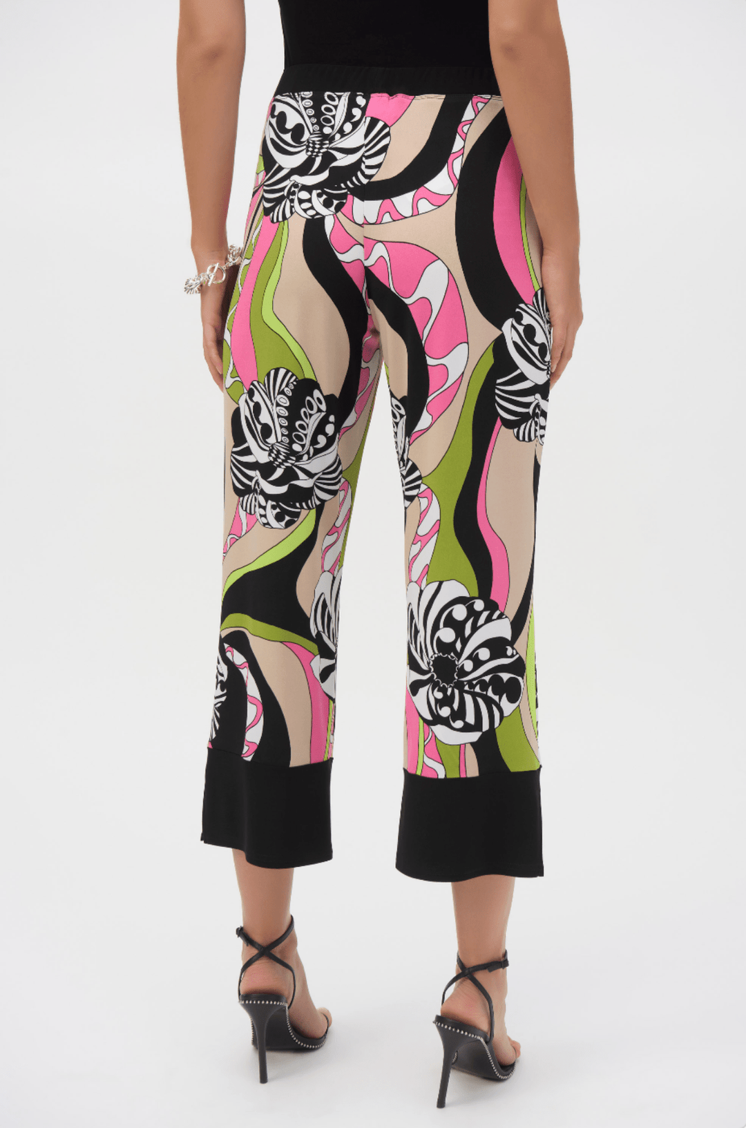 Retro Print Crop Pant - Black/Multi - JR59 - Pizazz BoutiqueJoseph Ribkoff