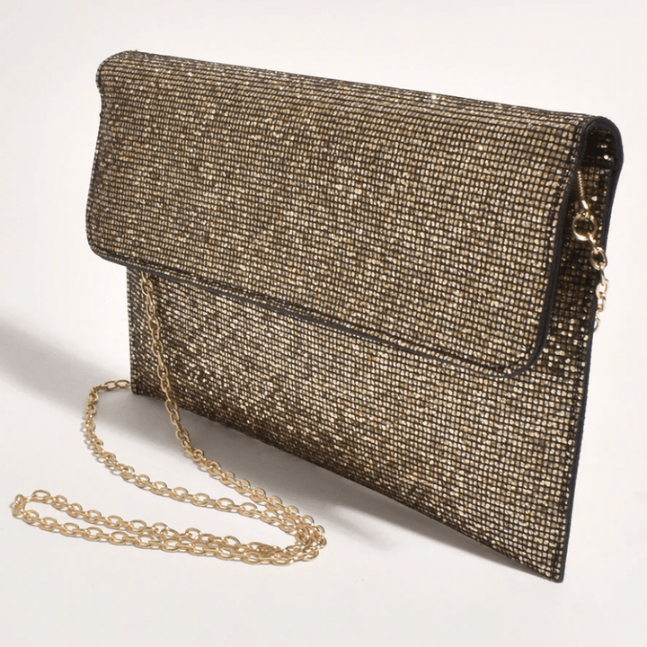 Ruby Rhinestone Fold Over Clutch - Gold - AD11 - Pizazz BoutiqueAdorne